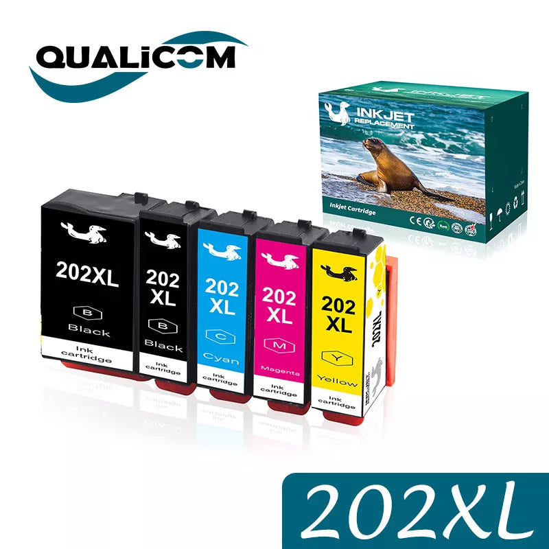 Qualicom 202XL T02G1 T02H1 1SET 5PSC Compatible Ink Cartridge For Epson Expression Premium XP6000 XP6005 XP6100 XP6105