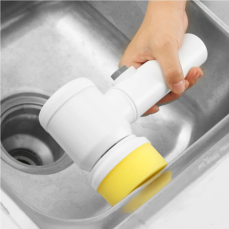 Electric Cleaning Brush Bathroom Wash Brush Kitchen Cleaning Tool Usb 5-In-1 Handheld Bathtub Brush Electric Brush Cleaner Sink