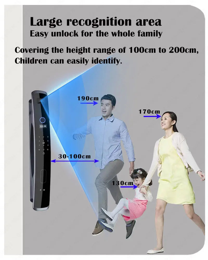 3d Face Recognition Fingerprint Waterproof Smart Door Lock Wifi Remote Photo Control Unlocking with App Key Nfc Card Rfid