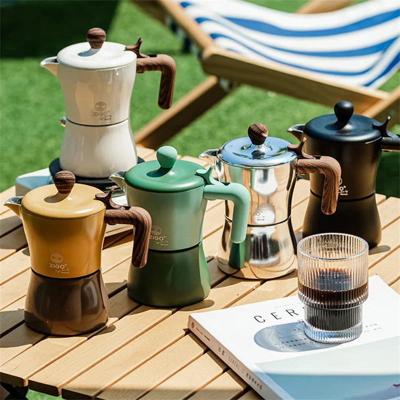 Coffee Pots Moka Pot Italian Coffee Machine Espresso Aluminum Geyser Coffee Maker Kettle Latte Stove Kitchen Coffeeware Tool