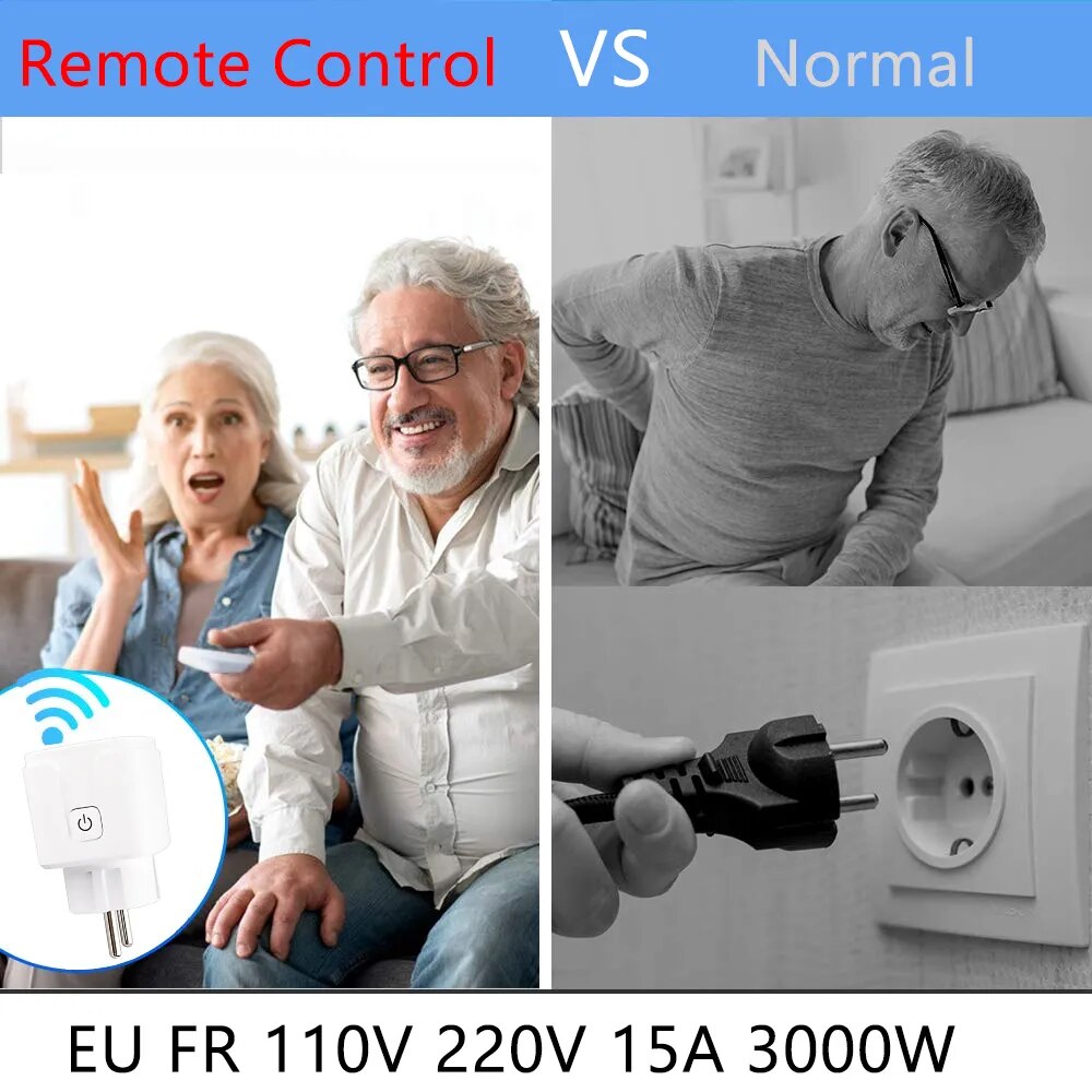Tuya Smart Socket WiFi RF 433MHz Plug 220V 3000W Wireless Remote Control Outlet Switch EU Voice Control for Alexa Google Home