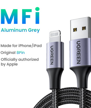 UGREEN MFi USB to Lightning Cable for iPhone 14 13 12 Pro Max 2.4A Fast Charging for iPhone for iPad Phone Data Cable