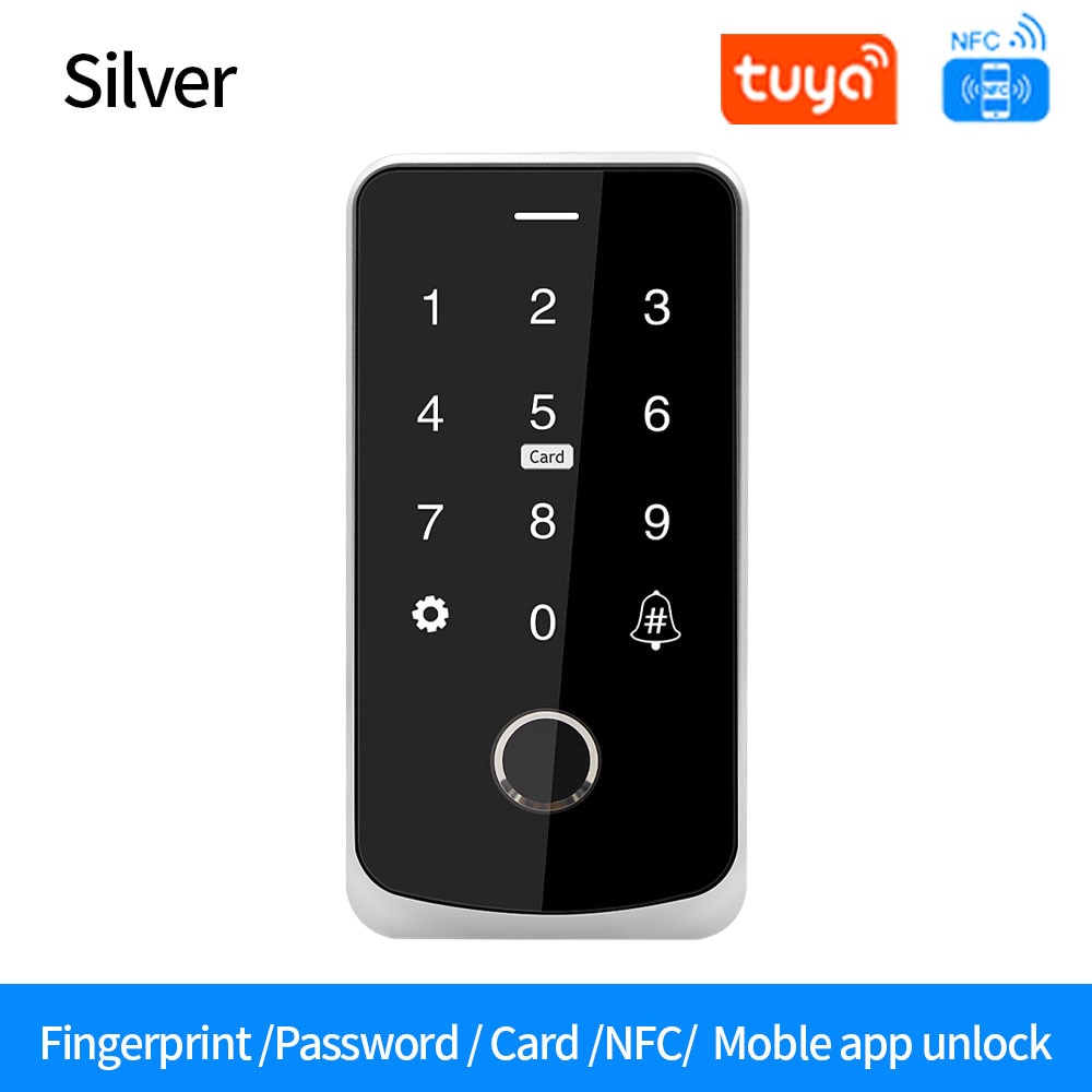 NFC Bluetooth Tuya App RFID IC M1 Access Control Keypad IP65 Waterproof Biometric Fingerprint Touch Screen Access Controller