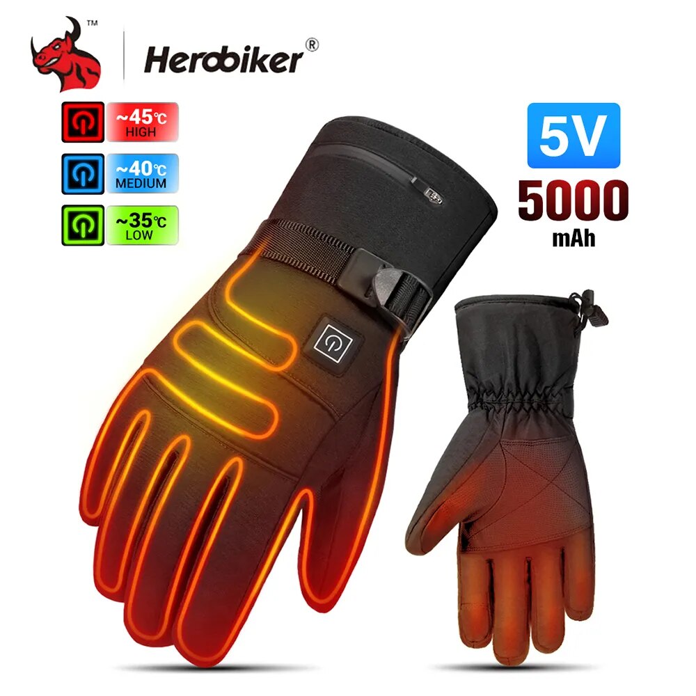 Motorcycle Heated Gloves New Battery Powered Winter Waterproof Heated Gloves Windproof Motorcycle Riding Warm Gloves