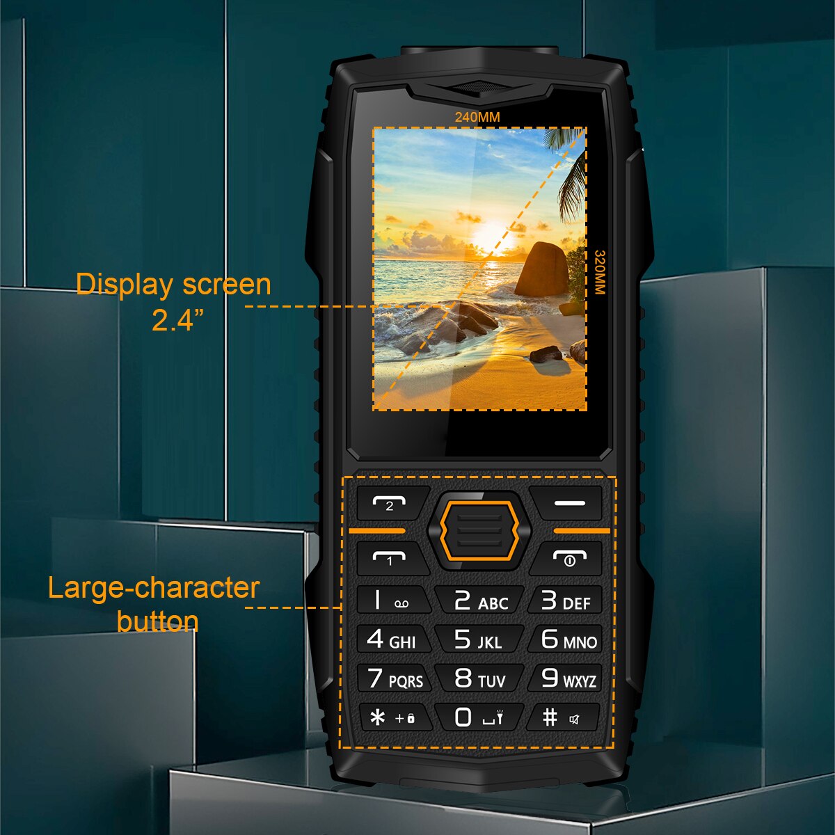 GSM 2G Waterproof Rugged Phone Big Battery Feature Phone Dual SIM Dual Standby Bar Phone Push-button Telephone with Super Torch
