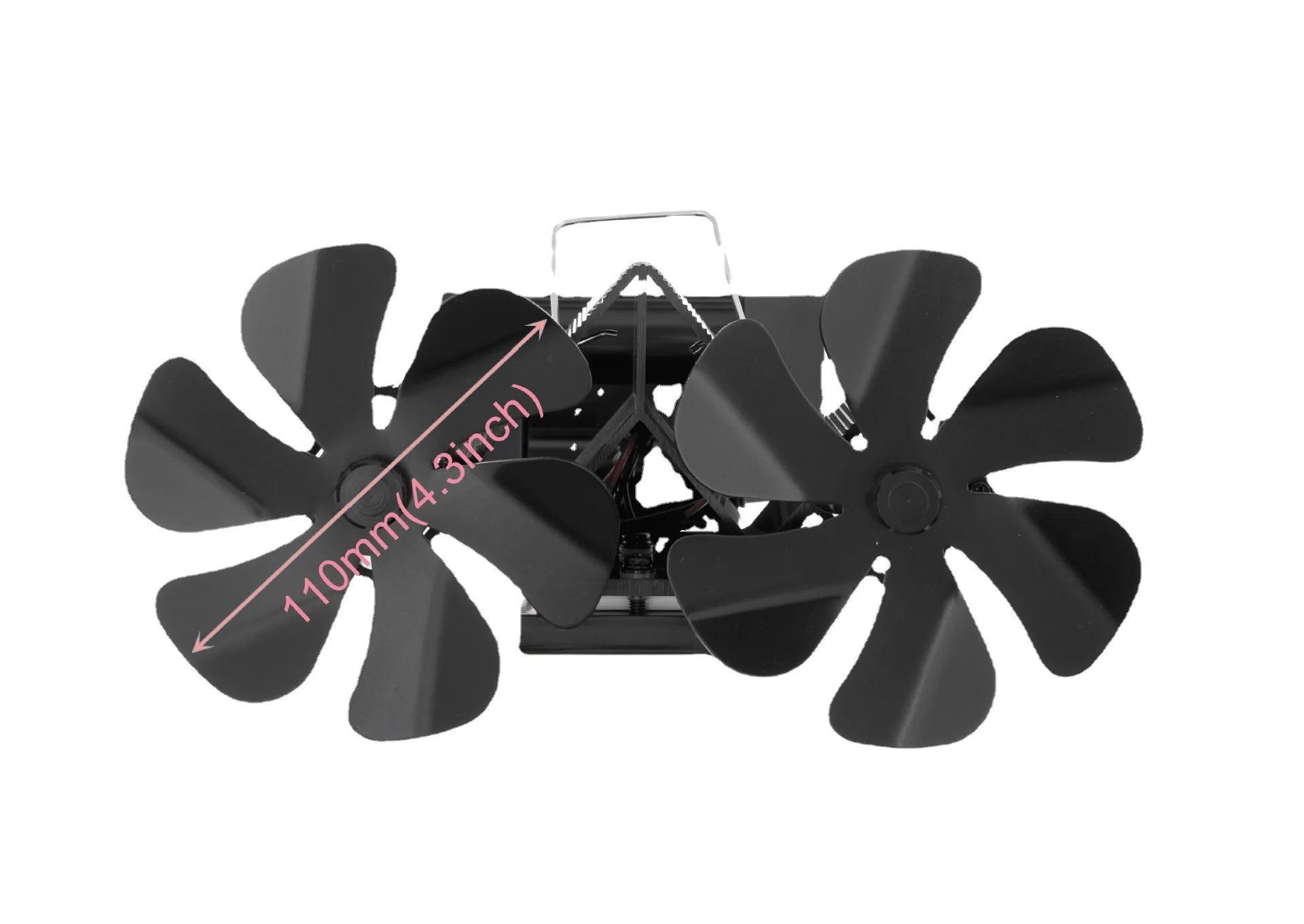 12 Blades Double-head Heat Powered Fireplace Fan Quiet Wall Mounted Black Stove Fan Log Wood Burner Efficient Heat Distribution