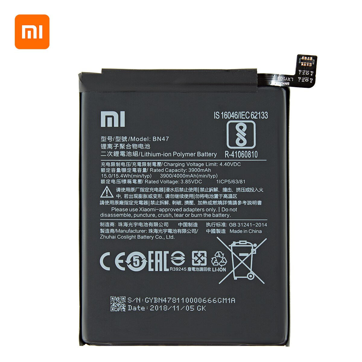 Xiao mi 100% Orginal BN47 4000mAh Battery For Xiaomi Mi A2 Lite/Xiaomi Redmi 6 Pro BN47 Phone Replacement Batteries +Tools