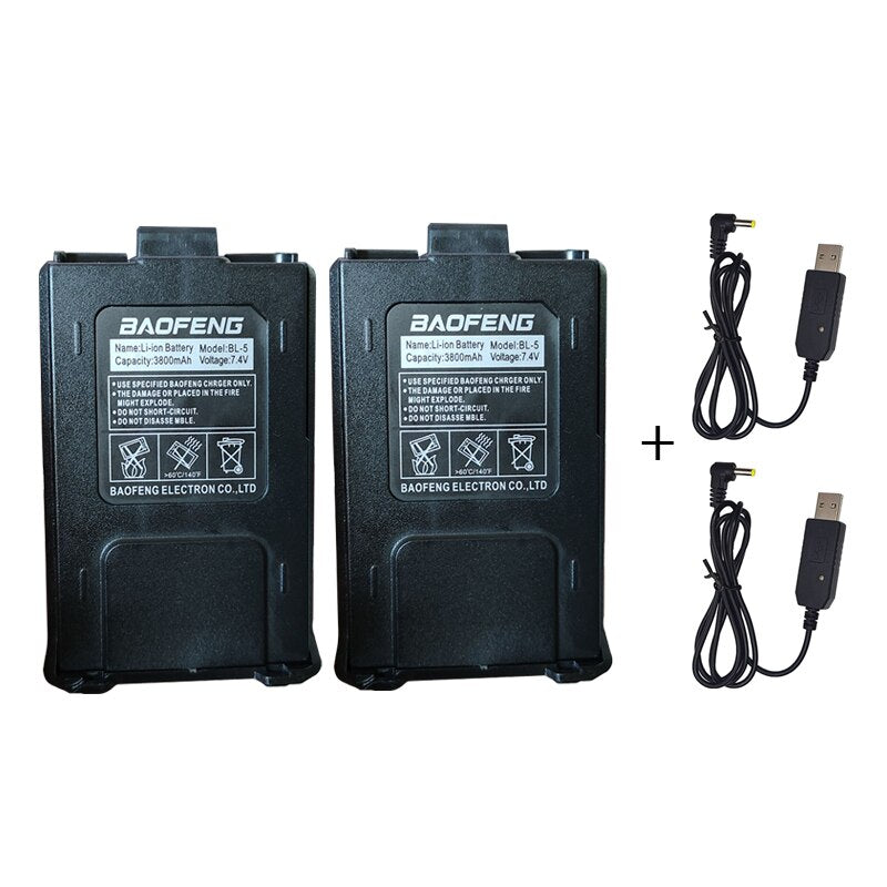 2022 New Baofeng UV-5R Battery Thicken 3800mAh Support USB Cable Charging Li-ion Battery UV5R Series Walkie Talkie Spare Power