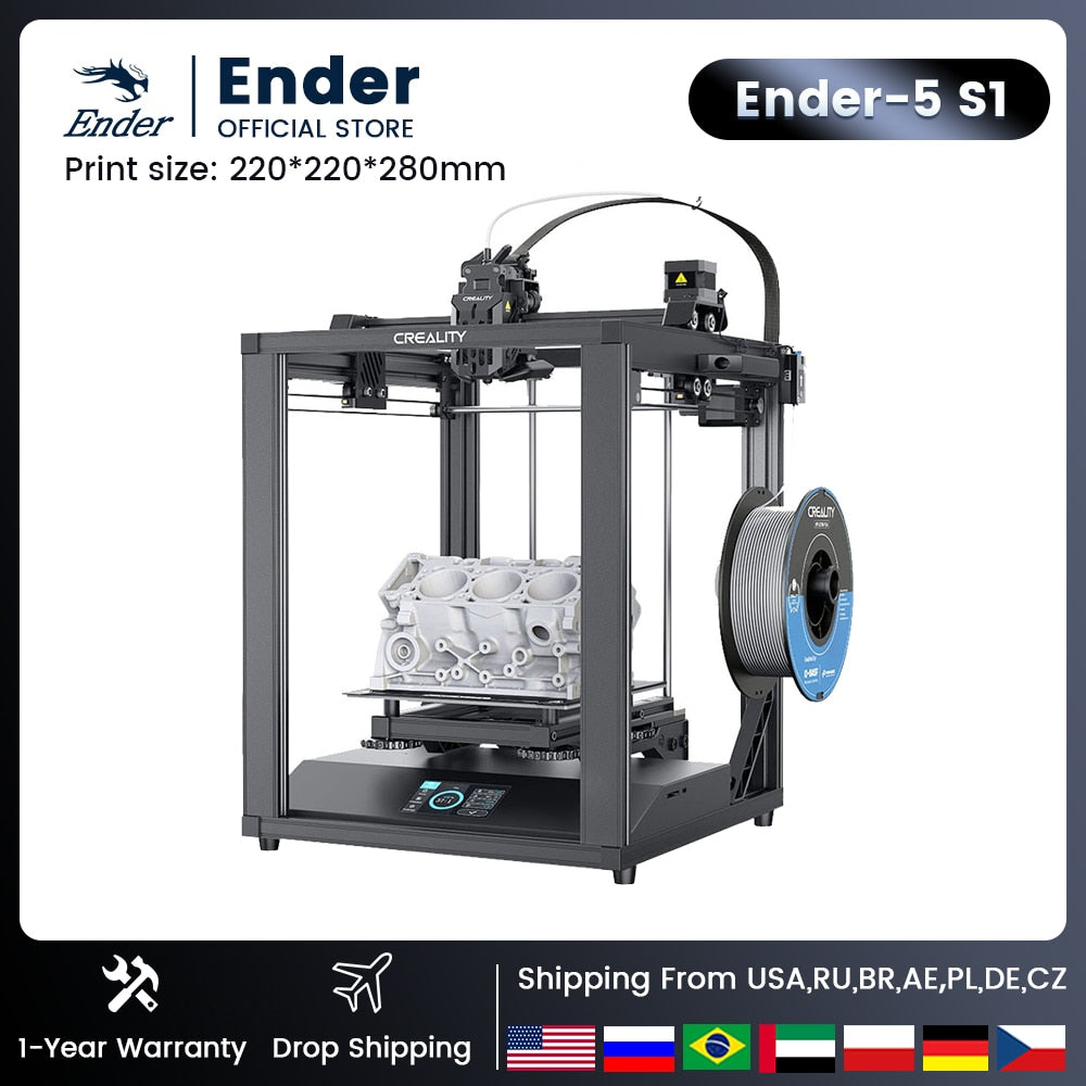 Creality  3D Ender 5 S1 3D Printer CR-touch 250MM/S Printing Speed Direct Extrusion For 300℃ Hotend Upgrade High-temp Printing