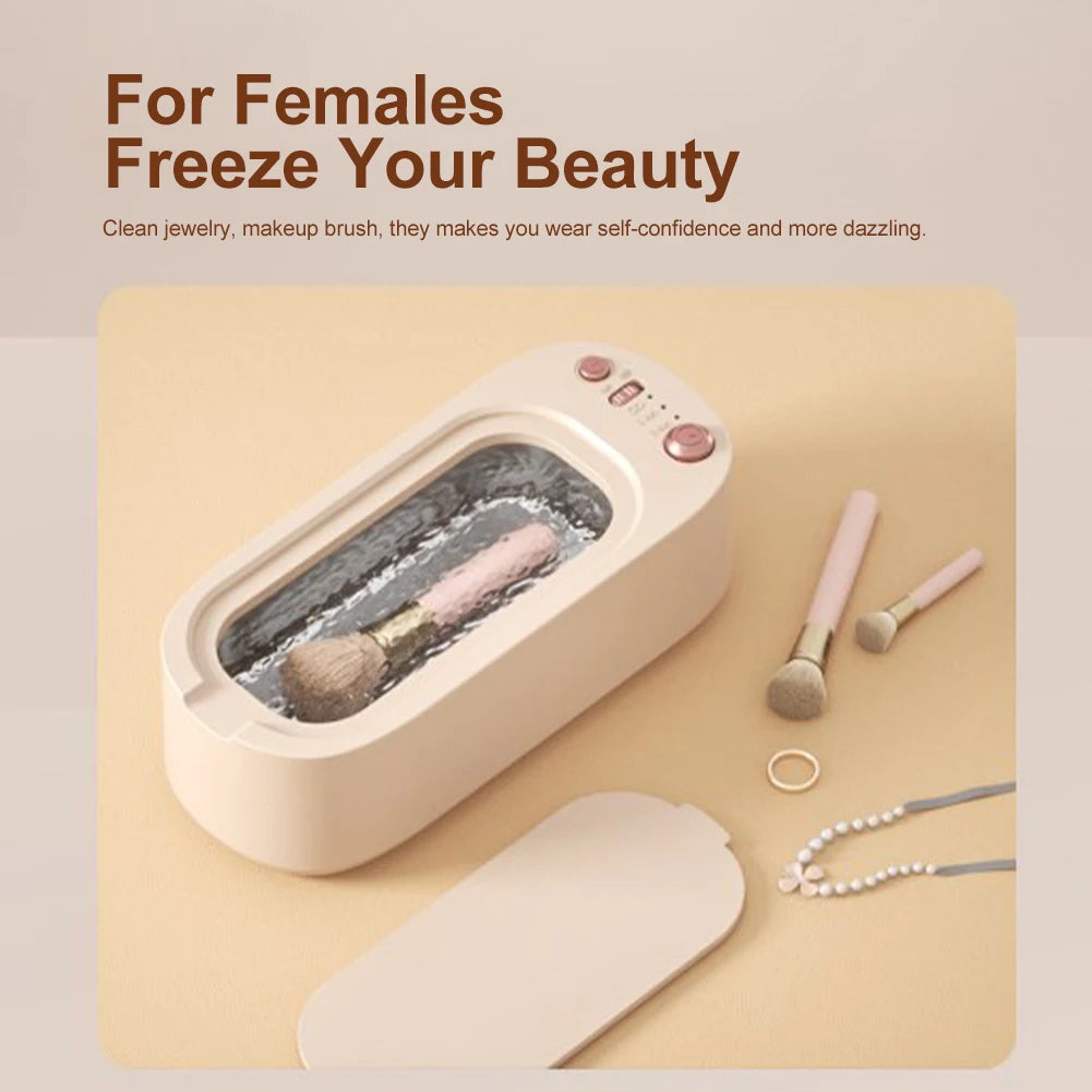 1PCS Portable Ultrasonic Cleaner High Frequency Vibration Cleaning Machine For Jewelry Necklace Ring Eyeglasses Watch Razor