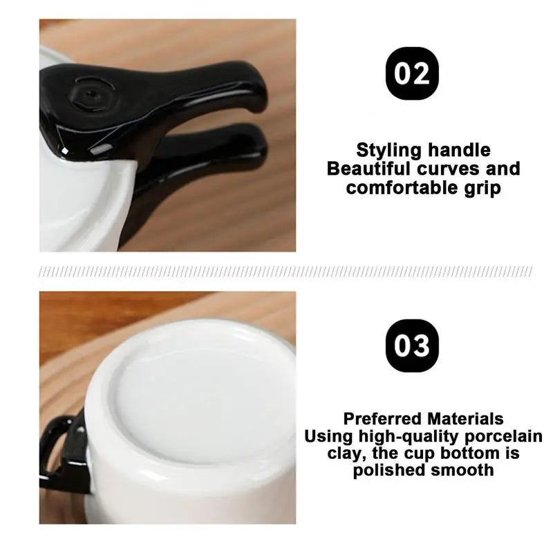 Creative Pressure Cooker Ceramic Mugs Coffee Mugs 390ml Mugs Creative Mugs for Friends Pressure Cooker Shape Mugs with Lids