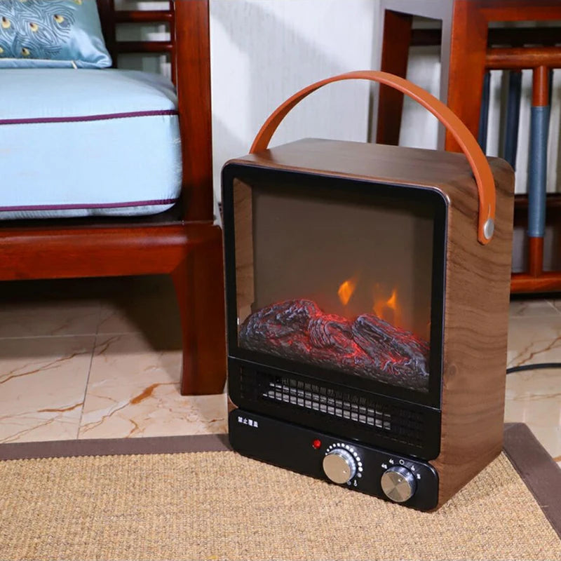 Portable Electric Fireplace Heater Warmer Fan for Home Thermostat Control Fireplace Heater with Realistic Flames