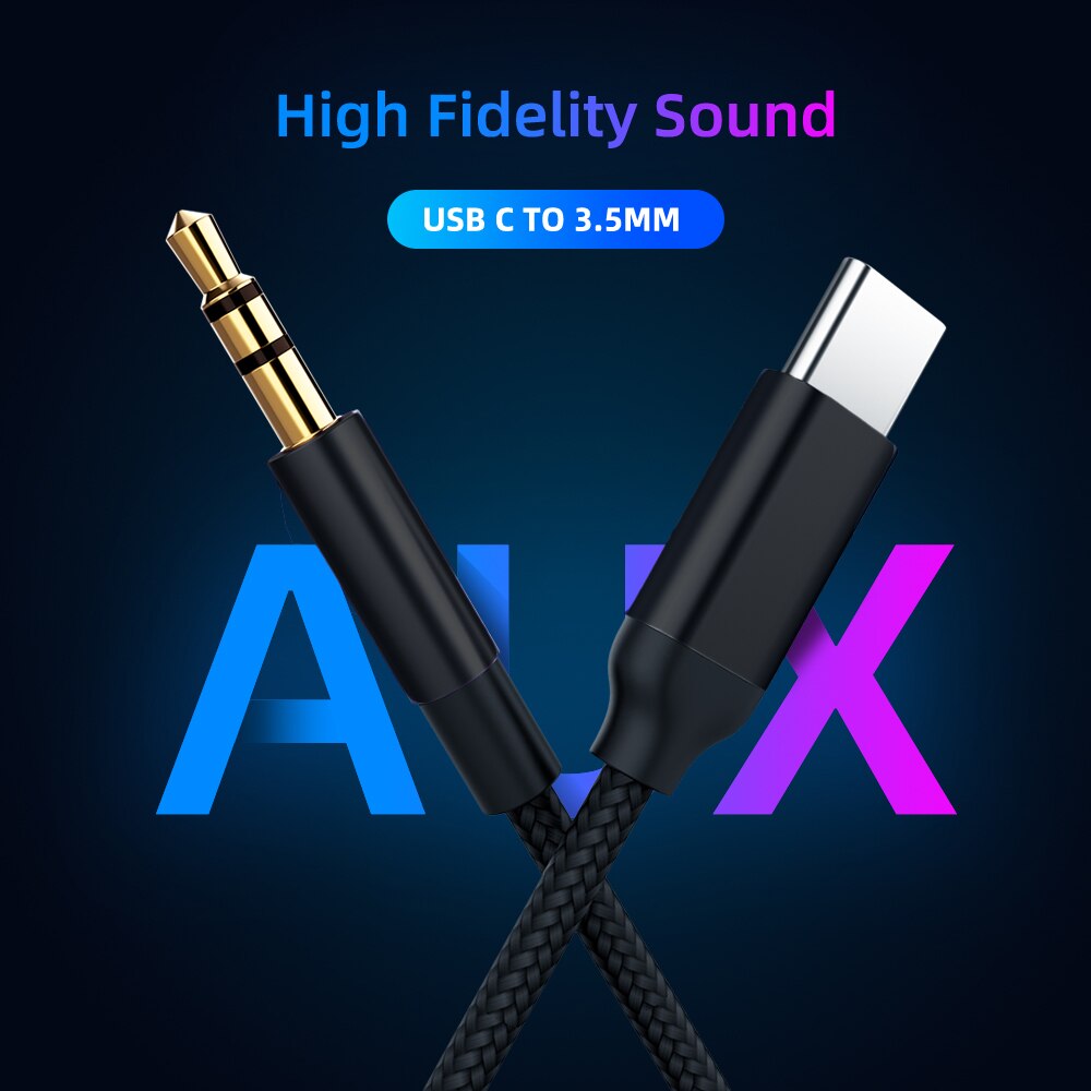 USB C to 3.5 MM Jack AUX Cable DAC Type-C Audio Cabel for Car Speaker Headphone Auxiliary Adapter For Huawei Sumsang Xiaomi Vivo