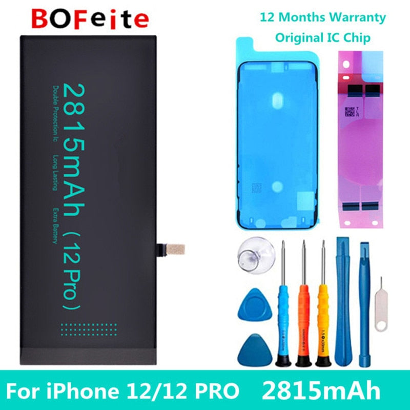 BoFeite  0 Cycle  Mobile Phone Battery  for iPhone  5 5S 5C SE 6 6S 7 8 Plus X XR XS 11 12 13 14 Pro SE2 Max Replacement Bateria