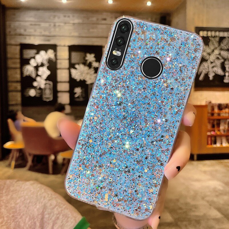 Shiny Glitter Silicone Case for Huawei P40 P30 P20 Lite Pro Y9 Prime Y7 Y6 2019 Y7P Y6P Gold Silver Foil Coque Soft Back Cover