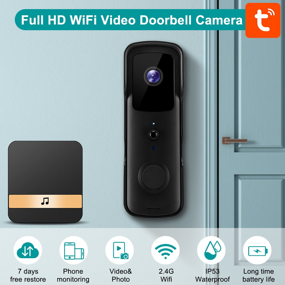 WSDCAM Smart Tuya WIFI Doorbell Camera 1080P HD Wireless Video Doorbell PIR Night Vision Visual Doorbell Camera Home Security