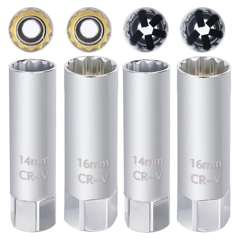 Universal Spark Plug Sleeve Wrench 3/8" Socket  Magnetic 12-Point  Angle Thin Wall Spark Plug Car Removal Tools 14mm 16mm CR-V