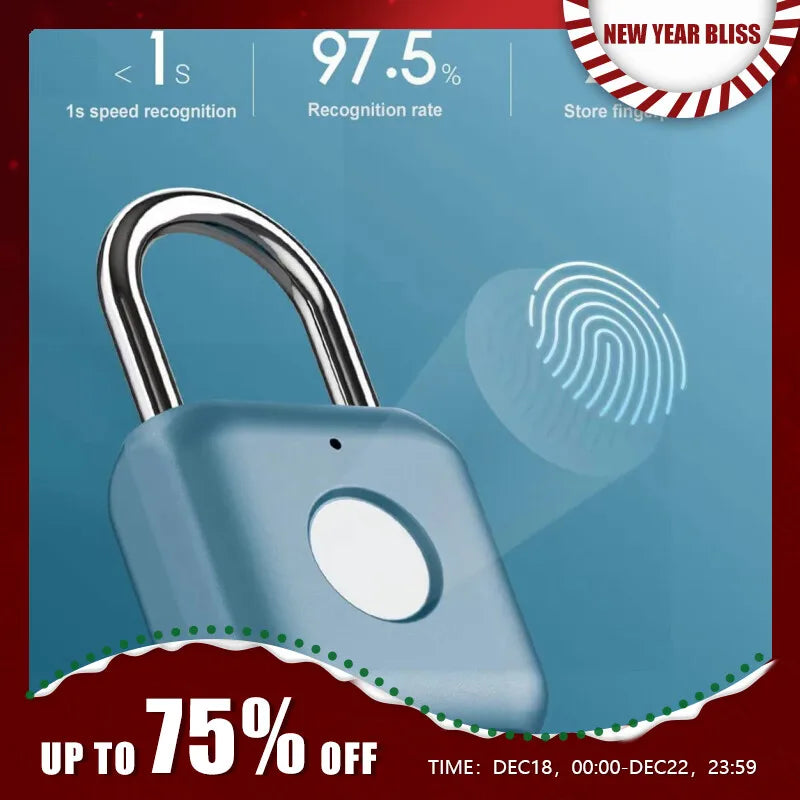 Portable Fingerprint Identification Padlock Smart Keyless Lock Rechargable Luggage Cabinet School Gym Locker