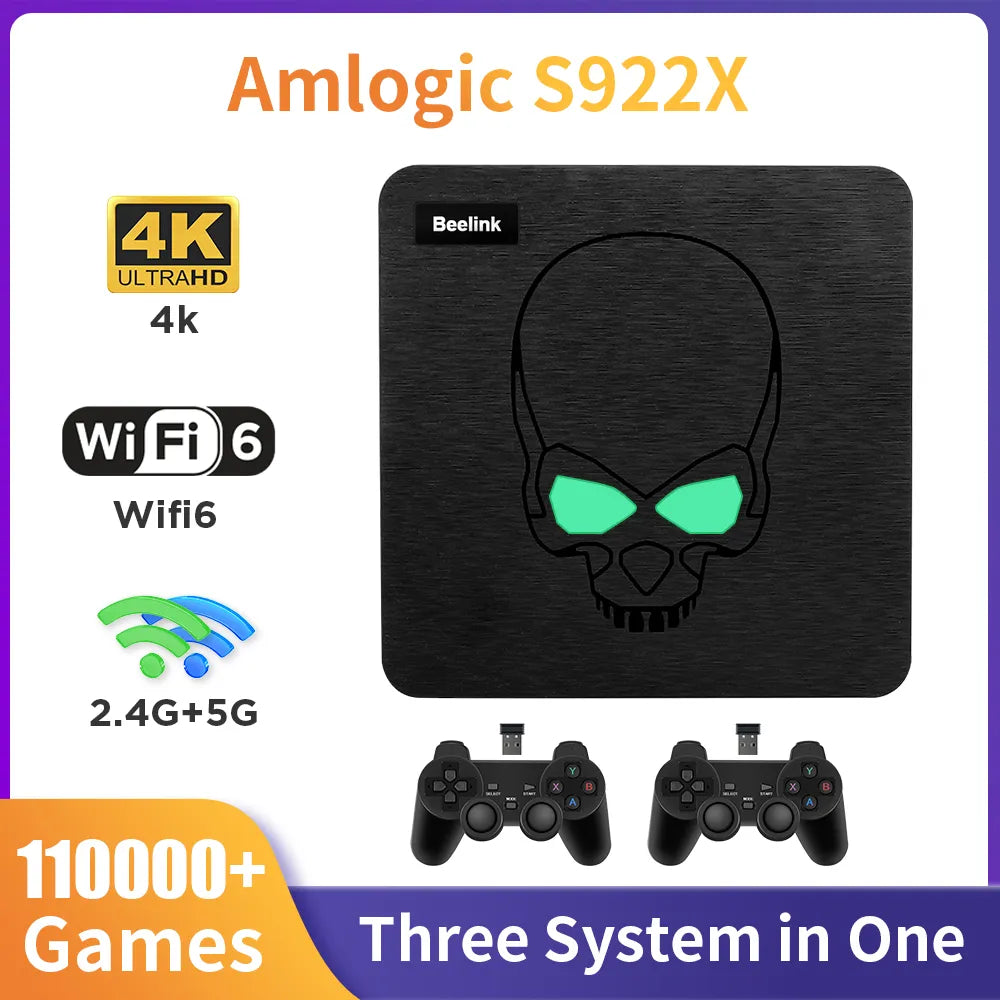 Beelink GT King Retro Video Game Consoles Amlogic S922X WiFi 6 for PSP/PS1/SS/DC/N64/MAME 70+Emulators 110000+Games Three System