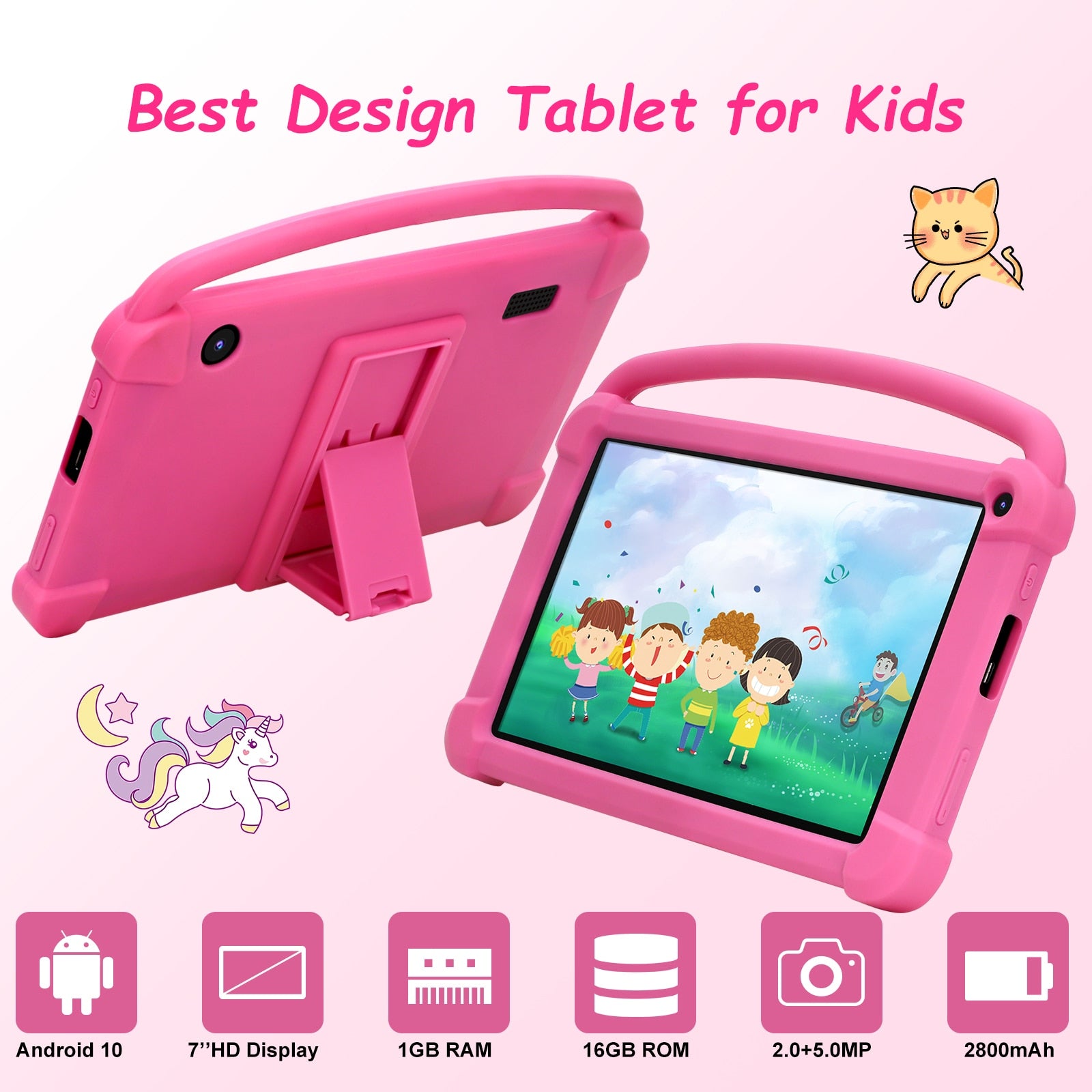 QPS Q1K 7 inch Android Kids  Tablet 2800mah 1GB 16GBROM WIFI Quad Core Android 10