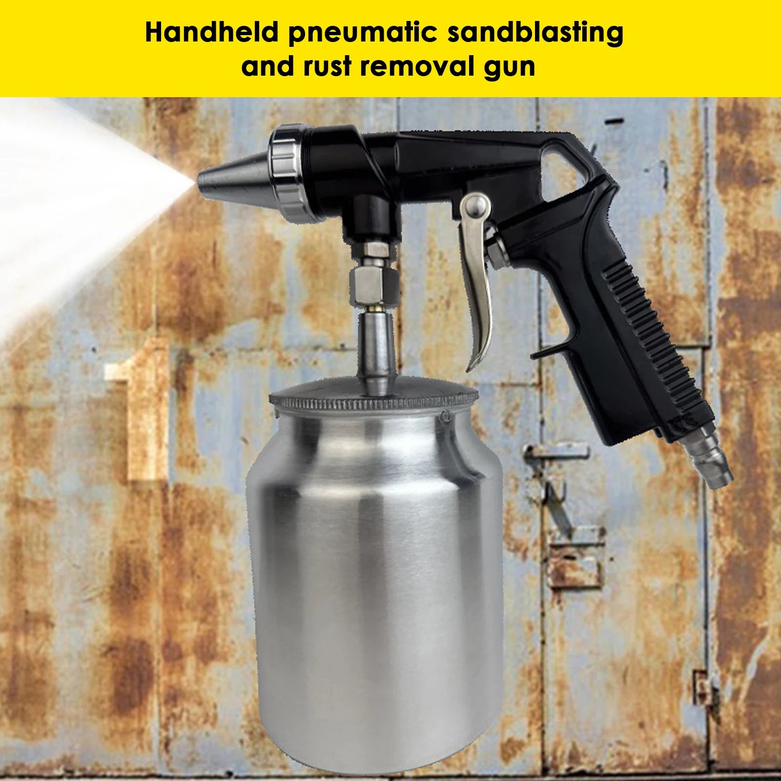 1000ml Handheld Pneumatic Sandblaster 8bar Mini Aerodynamic Spray Gun with Nozzles Anti-rust Sand Blasting Power Tools Kit