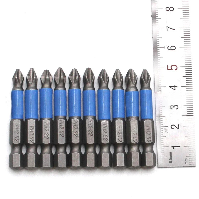 5/10PCS 50mm PH2 Cross Bit Drill Head Screwdriver Bits Hand Tools Anti Slip Electric Hex Shank Magnetic Screwdriver Drill Bit