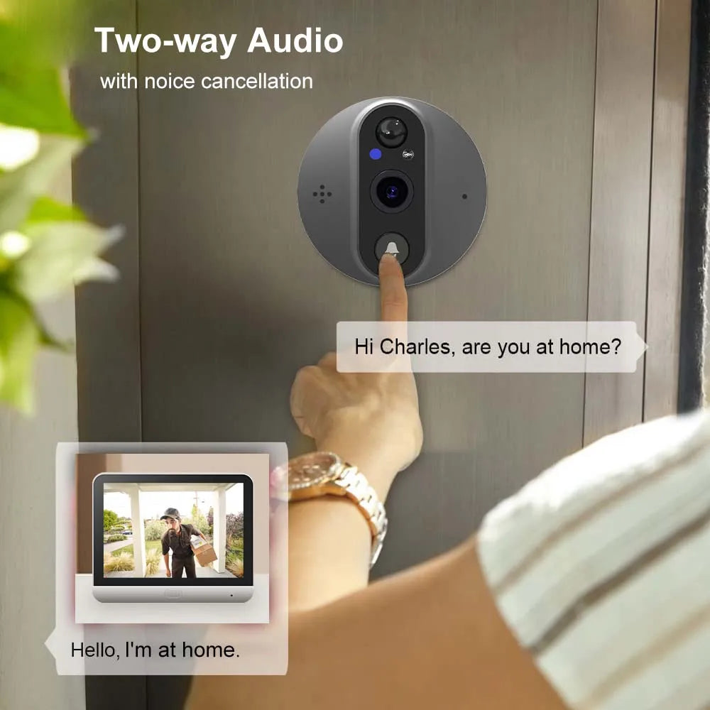 Tuya Video Door Peephole Camera 1080P WiFi 4.3inch LCD Monitor Wireless Indoor Two-way intercom security Protection Surveillance