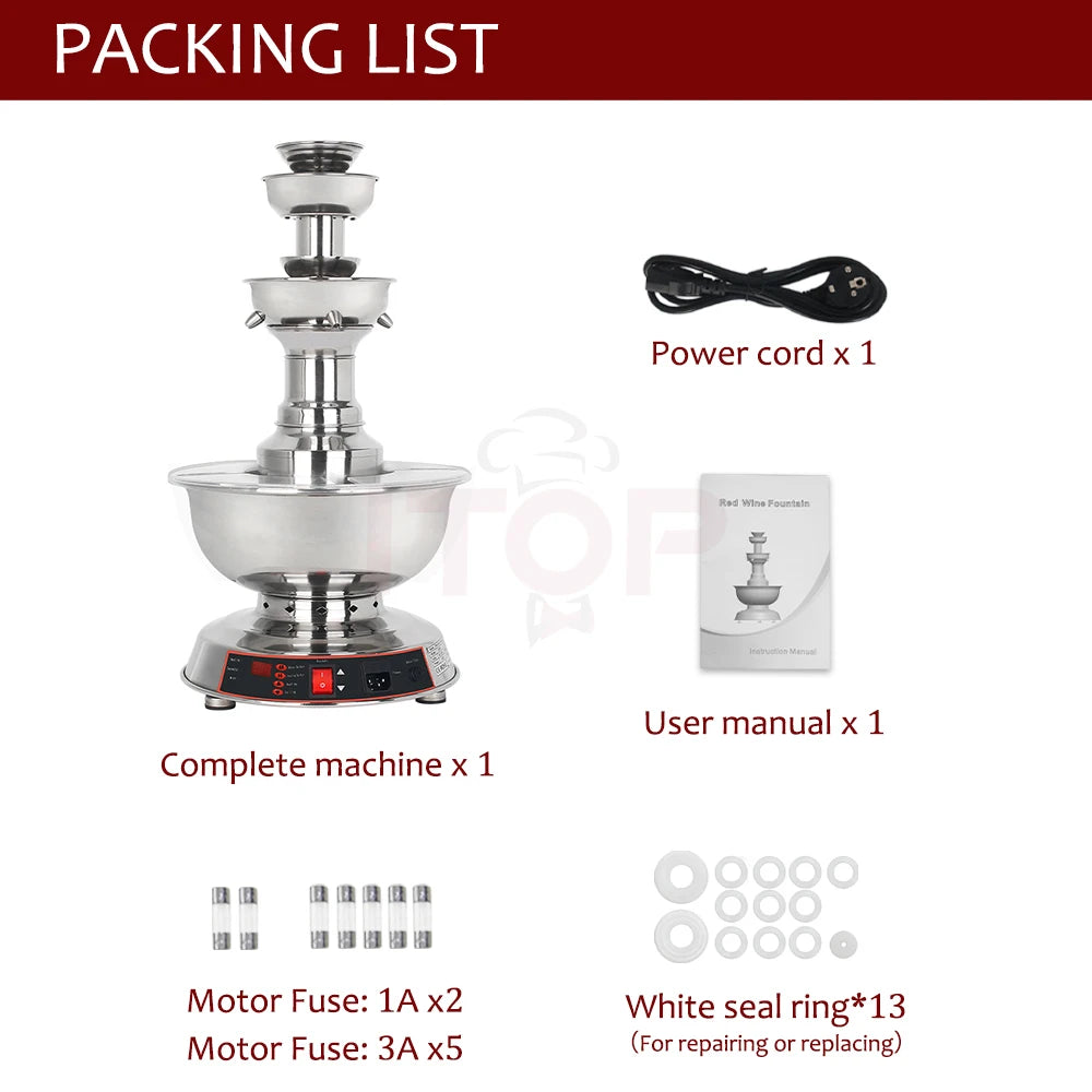 ITOP DHC3F Wine Fountain Machine Juice Waterfall Champagne/Beverage Fountain Machine 3 Layer Heating Maker Warmer 220V 110V