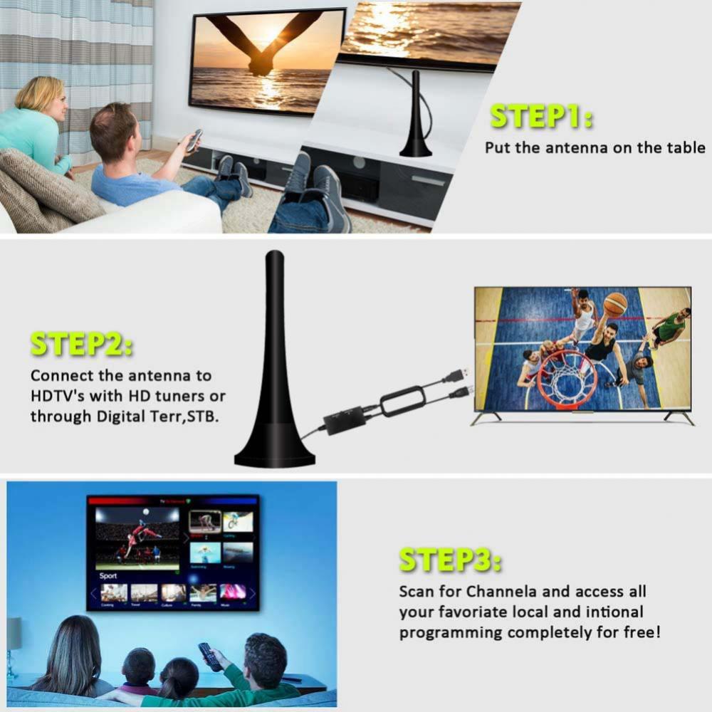 Tv Antenna Free Hd Channels Signal-boosting 4k 300 Miles Range Tv Signal Receiver Indoor Hdtv Amplified Signal 36 Dbi 1080p Mini