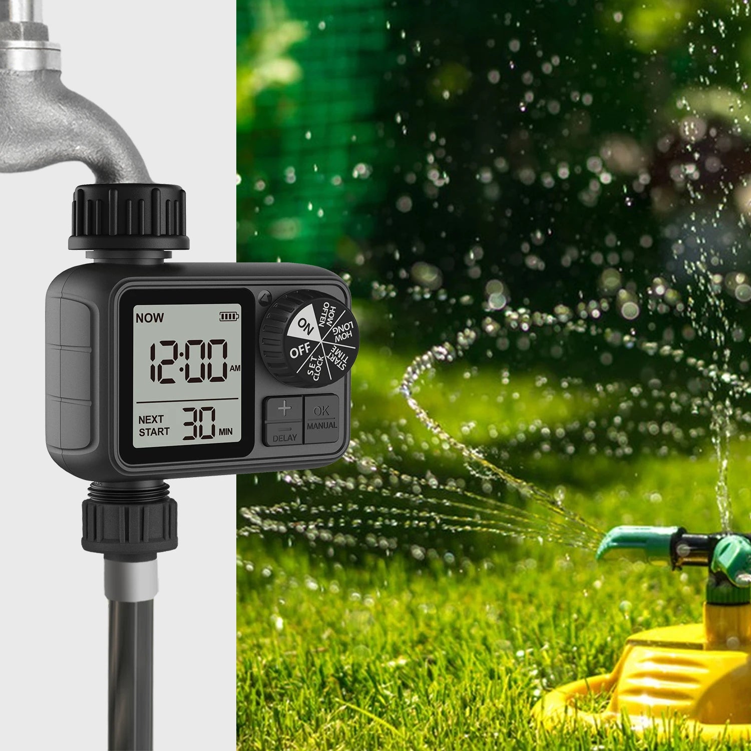 Eshico New Smart Dial & Button Water Timer M02 Automatic Timed Irrigation System Outdoor Home Garden Lawn Greenhouse Supplies
