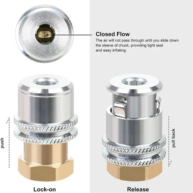 Car Tire Valve Clip Pump Nozzle Clamp Solid Brass Quick Connect Socket Adapter Converter Chuck Adapter Air Chucks For Tires