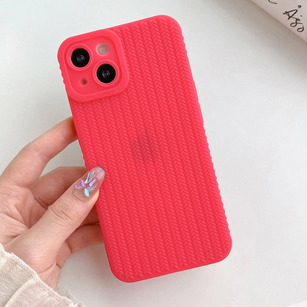 Woven Pattern Phone Case For iPhone 14 13 12 11 Pro Max X XR XS Max 7 8 14Plus Shockproof Bumber Soft TPU Silicon Back Cover