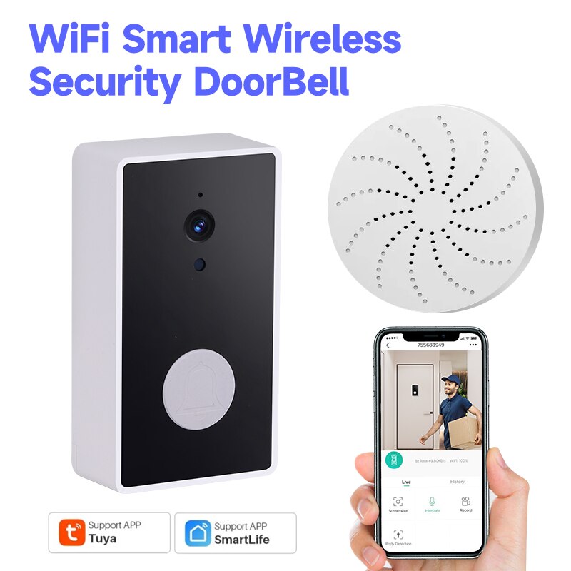 TUYA Wireless Smart Video Doorbell Camera Smart Doorbell Two-way Talkback HD Night Vision WiFi Burglar Doorbell Home Security