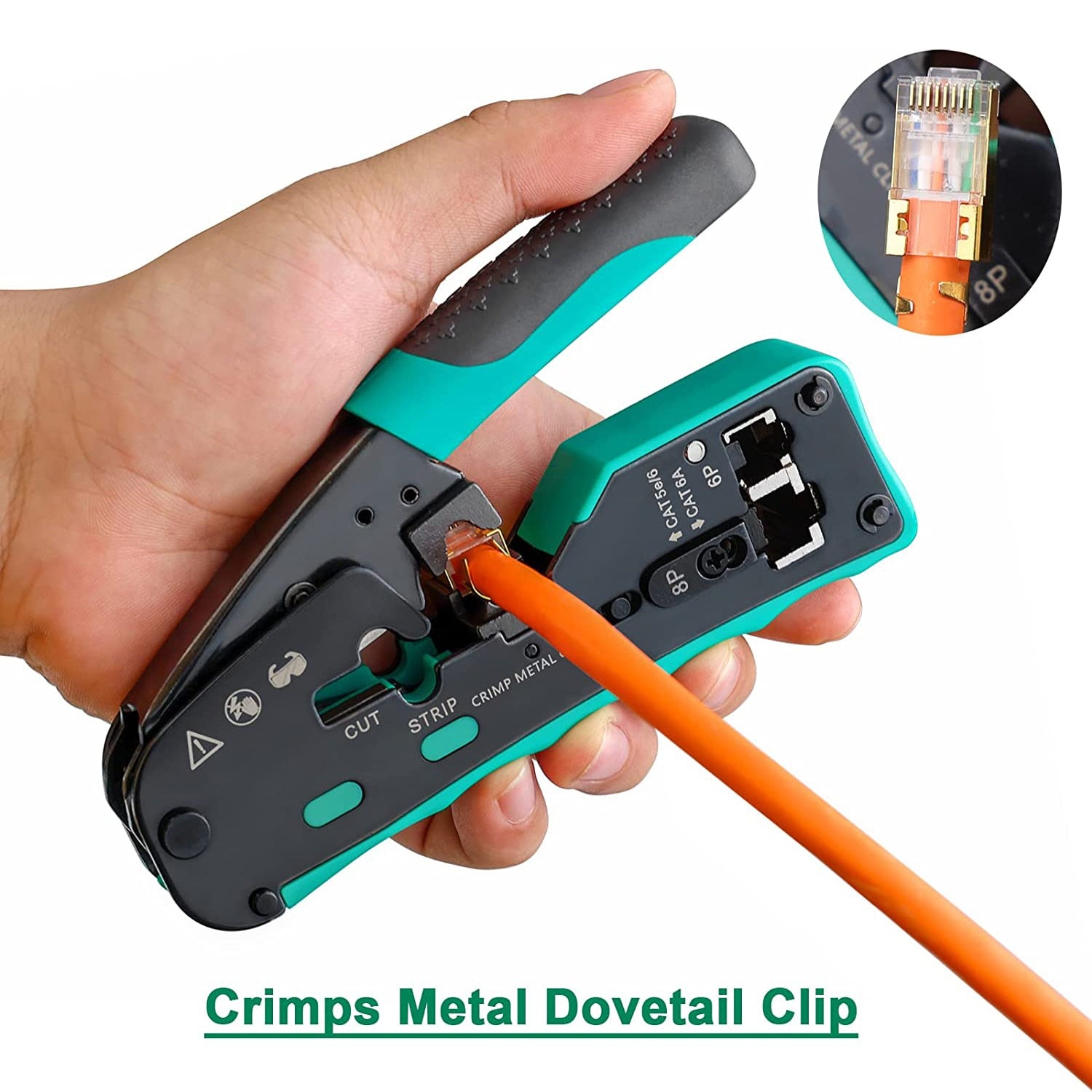 ZoeRax Pass Through RJ45 Crimp Tool Cat5e Cat6 Cat6a Cat7 Crimping Tool for RJ11/RJ12 Standard, RJ45 Pass Through Connectors