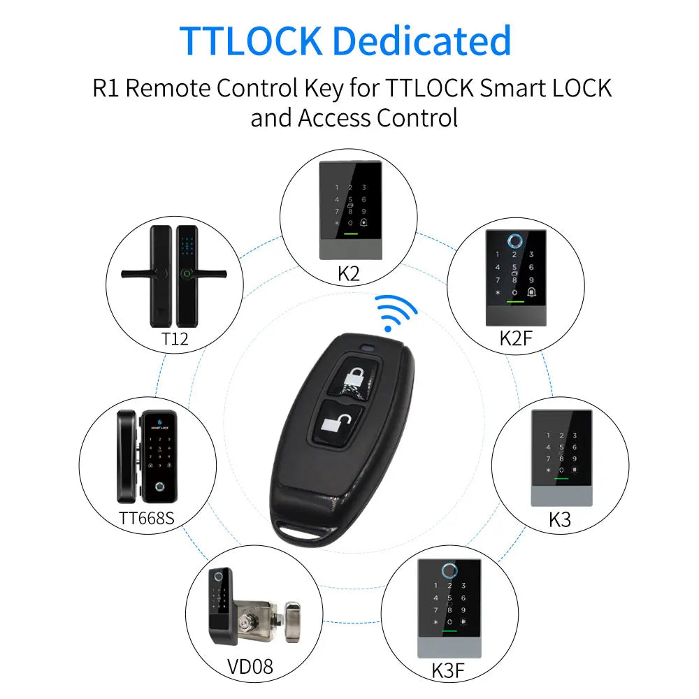 TTLock Wireless Remote Controller Key Fob R1 2.4GHz for TTLock Smart Lock Door Access Devices with RF module Remote Control