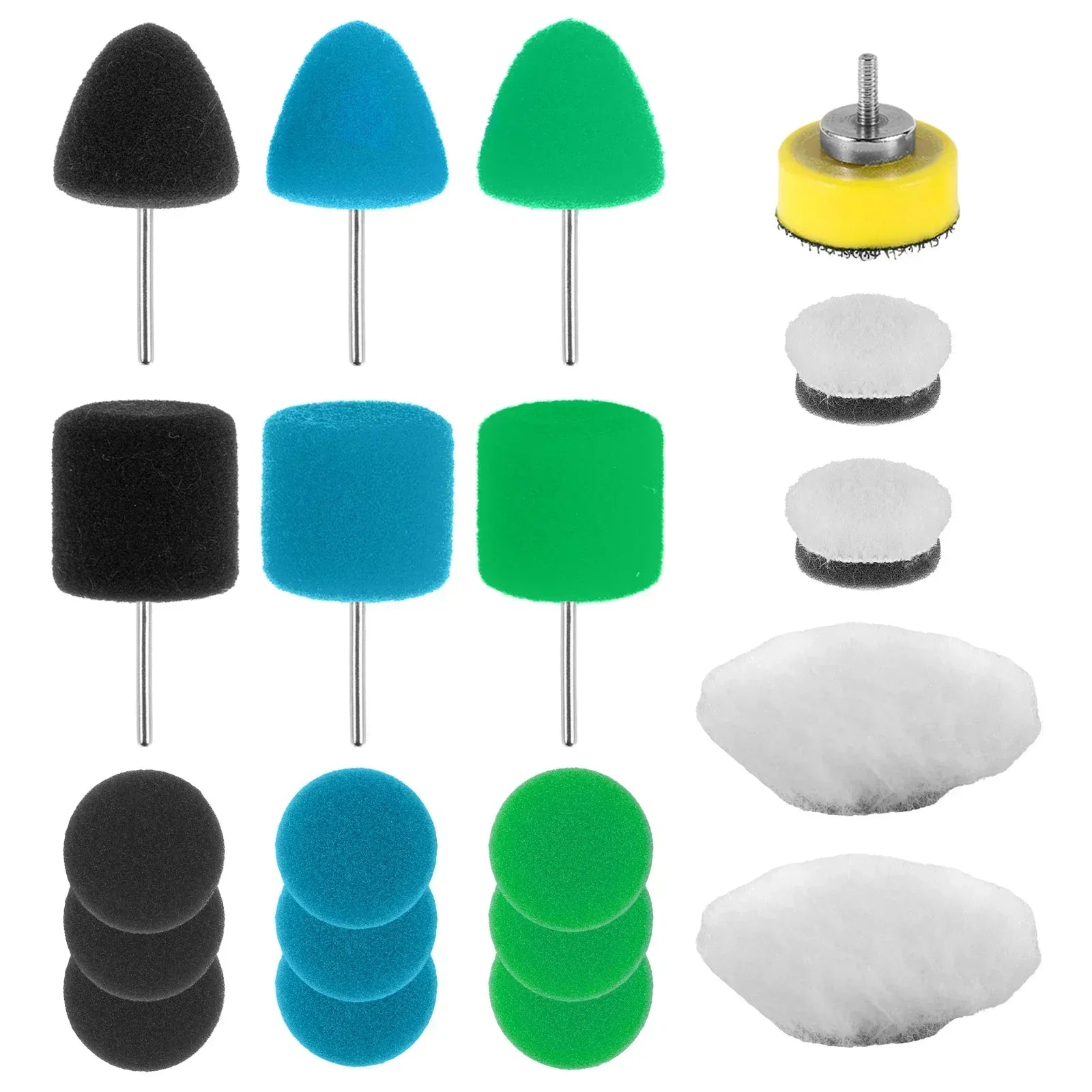 20Pcs 1inch Mini Buffing Polishing Pads Mini Detail Polishing Pads Set Wear-Resistant Sponge Wool Polisher Pads Car Detail Small