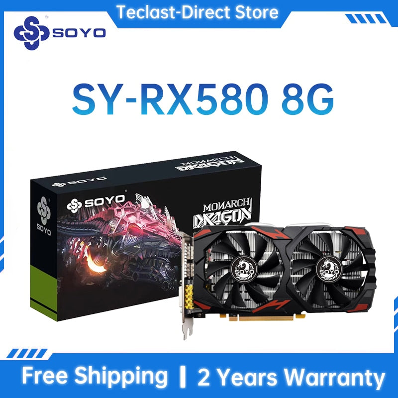 SOYO New Original Radeon AMD Graphics RX 550 4GB 128Bit Rx580 8G 256Bit GDDR5 Graphics GPU Gaming Video HDMI DP Compatible