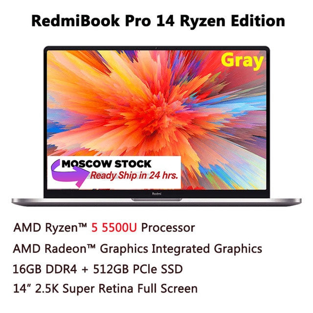 【RUS Stock】 Xiaomi RedmiBook Pro 14 Laptop Global Version Ryzen AMD R5 5500U/R7 5700U 16GB 512GB PCIe SSD New Win11 Notebook PC