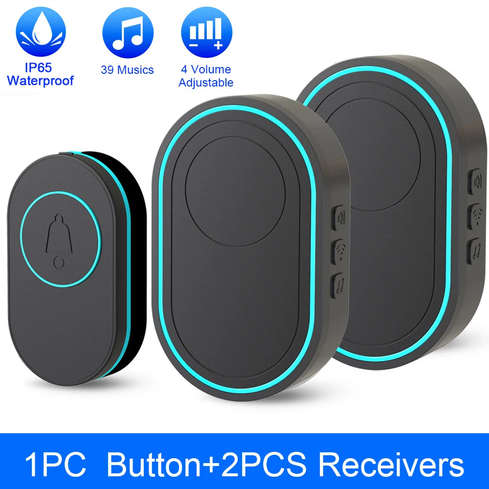 Awapow IP65 Waterproof Wireless Doorbell Smart Home Outdoor Door Bell 39 Ringtone 4 Volume Adjustable LED Flash Security Alarm