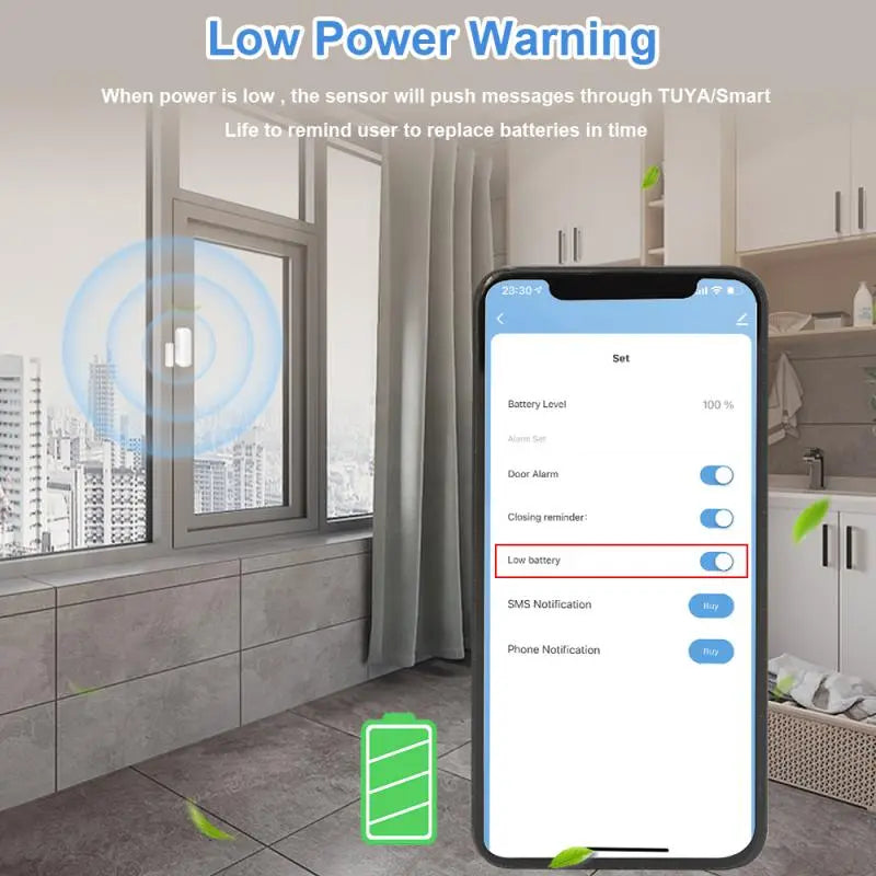 Tuya/ZigBee WiFi Smart Door Sensor Smart Home Door Open/Closed Detectors Window Sensor Support Google Home Alexa Smartlife