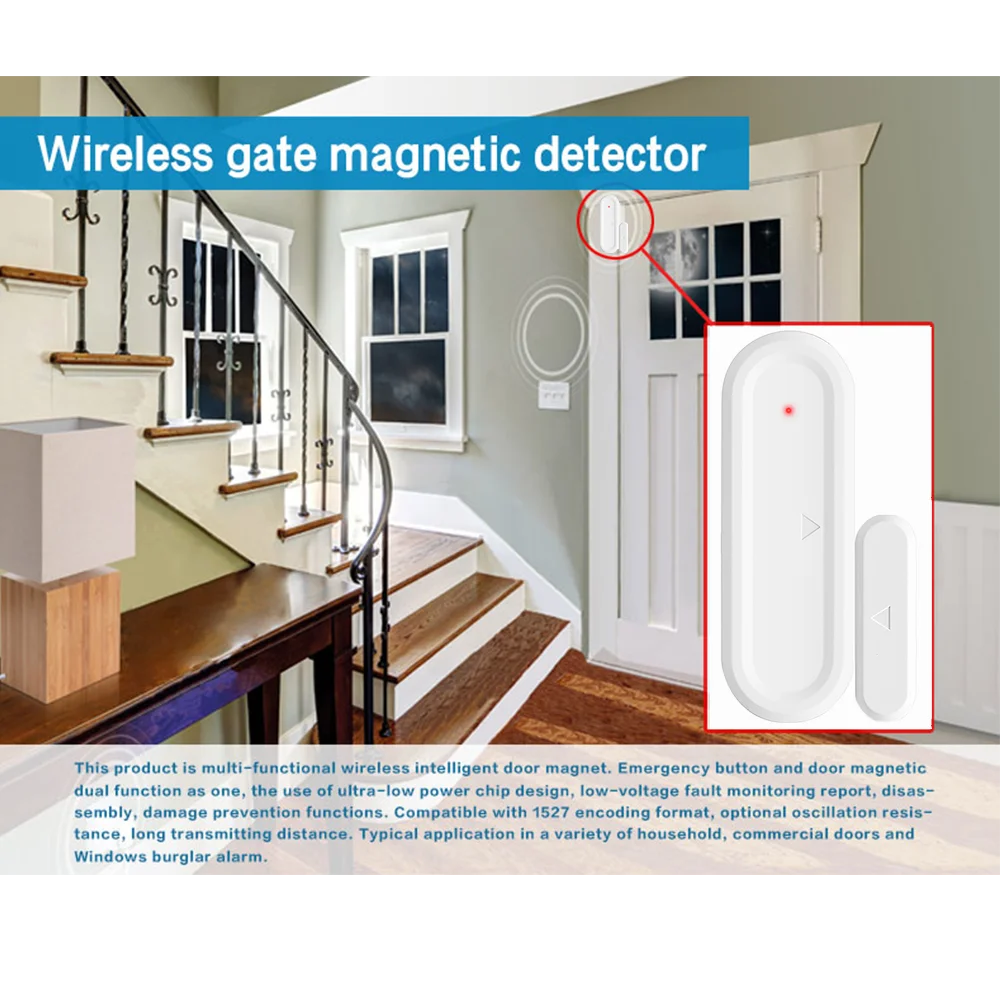 Tomteen 433MHz Door Sensor Wireless Home for Alarm System App Notification Alerts Window Sensor Detector