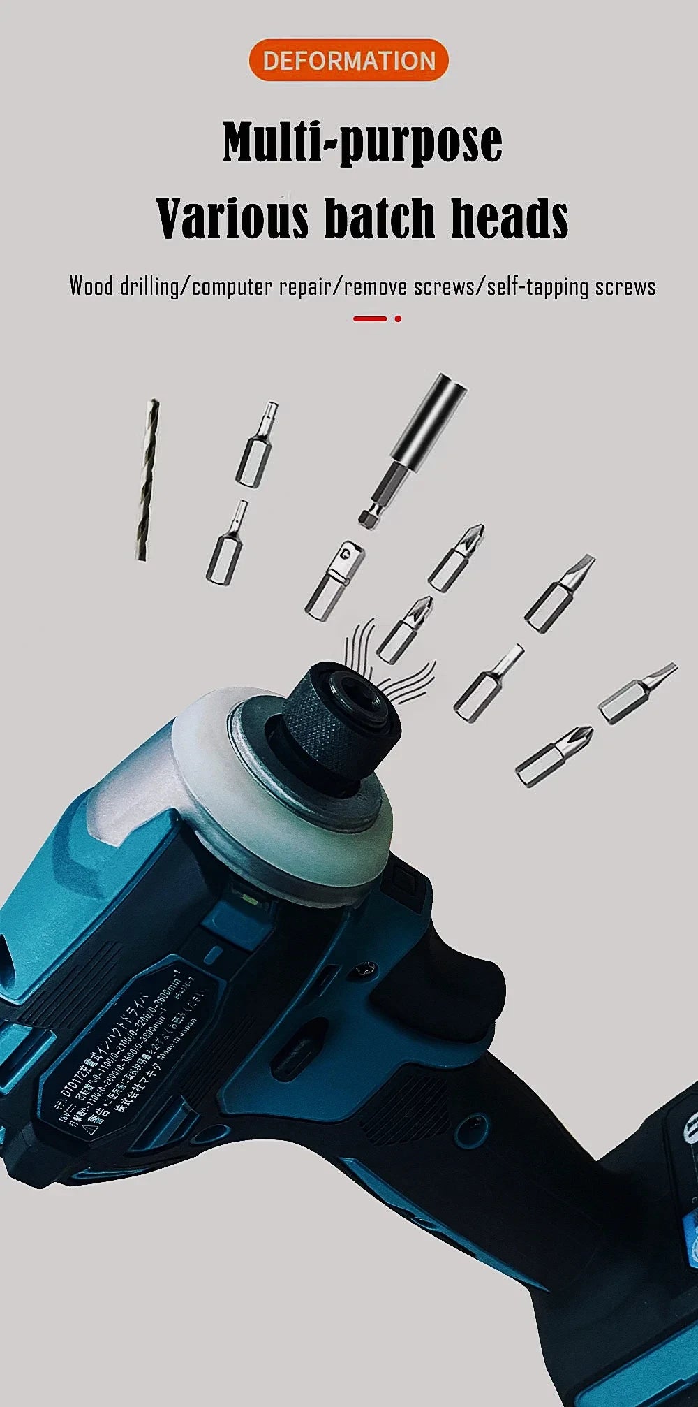 Makita DTD172 18v Electric Cordless Impact screwdriversTorque Wrench Wireless Drill Tool  Power 180N Brushless