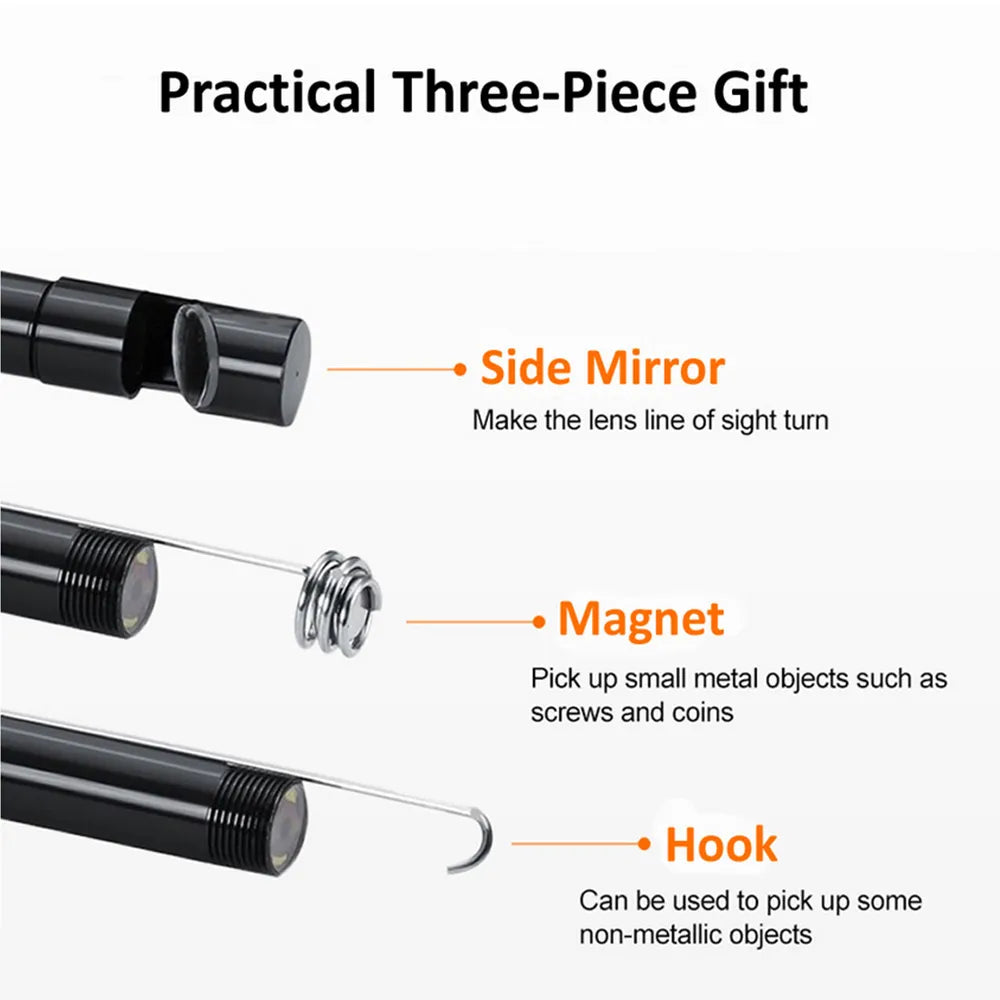 FUGEZA Mini Endoscope Camera Waterproof Endoscope Adjustable Soft Wire 6 LEDS 5.5mm Android Type-C USB Inspection Camea for Car