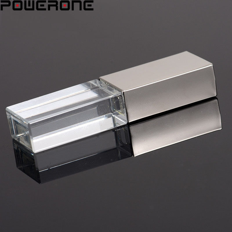 Crystal with Box USB Flash Drive 64GB Free Custom Logo Pendrive 32GB Father's Day Gift USB 2.0 Memory Stick 16GB Pen Drive 8GB