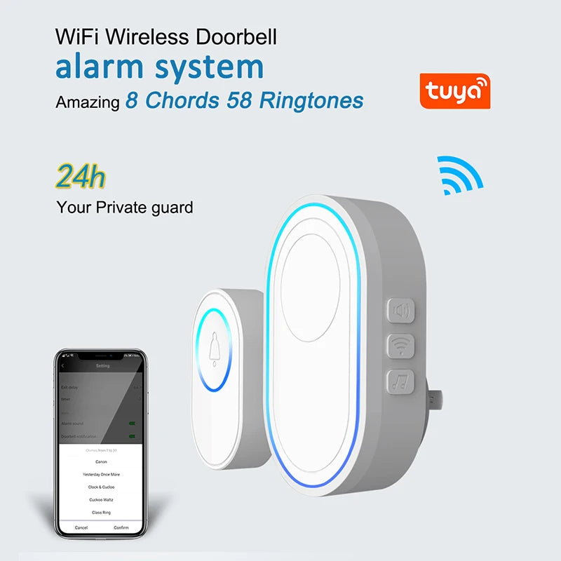 GARDLOOK Wireless WiFi Alarm Doorbell New Home Welcome Door bell Support 58 Music Switching Volume Adjustment 5 Levels