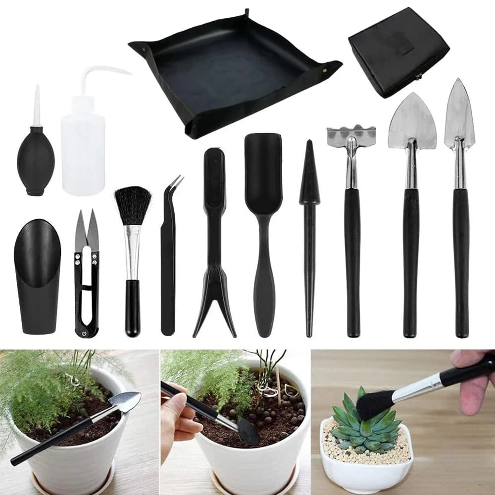 15 PCS Succulent Plants Tools Plant Repotting Mat Storage Bag Mini Garden Transplanting Tools For Indoor Outdoor Miniature Fairy