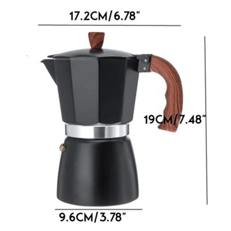 300ml Italian Espresso Stove Top Coffee Maker Percolator Pot 6 Cups Black Heating Method: Electric Furnace, Gas Stove, Alcohol L