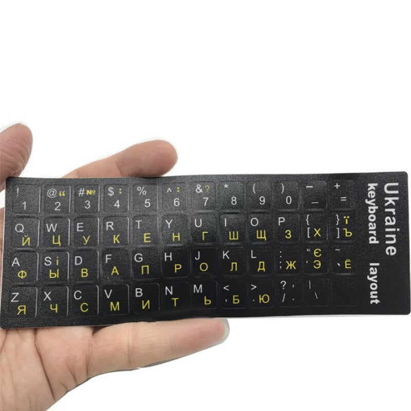 Ukraine Language Ukrainian Keyboard Sticker  Durable Alphabet Black Background White Letters for Universal PC Laptop