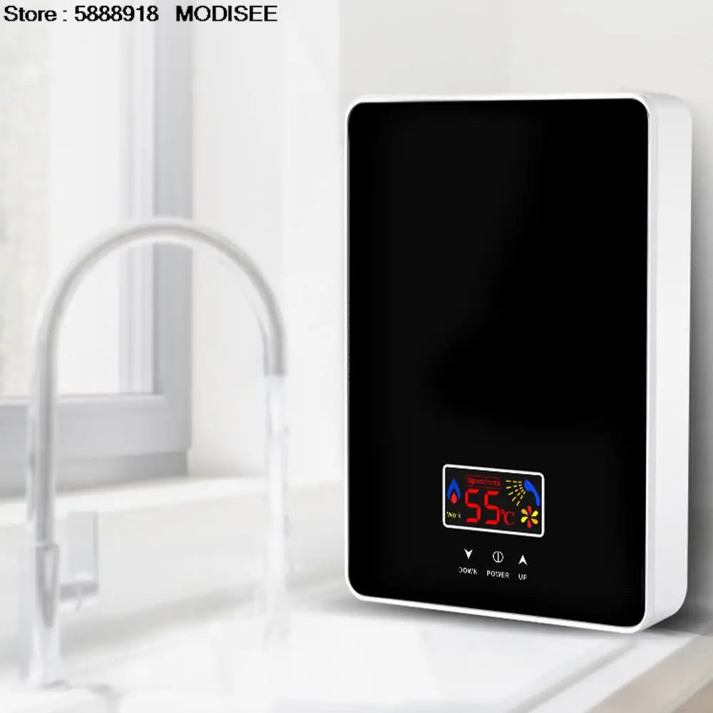 220V 3000W Instant Tankless Electric Hot Water Heater Bathroom Kitchen Instant Heating Tap Demand Water Heater with LCD Display