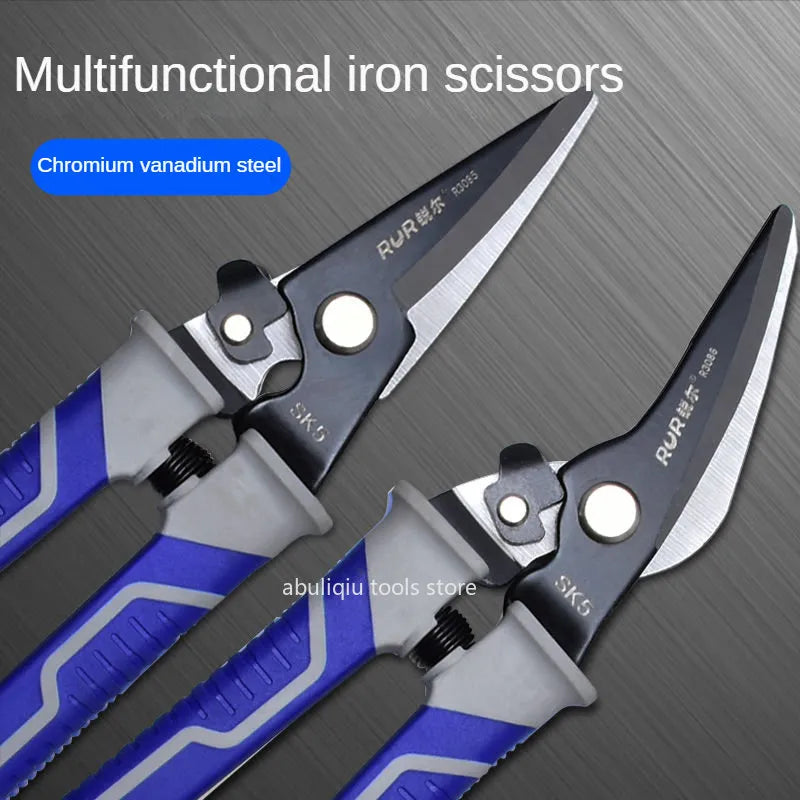 Iron Sheet Scissors Tin Sheet Metal Snip Aviation Scissor Multifunctional Metal Cutting Straight Bent Scissor Industrial Tools